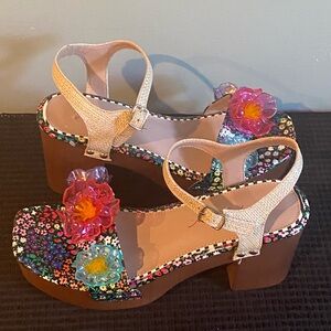 NWOT Betsey Johnson Pink and Purple Sandals with Sparkling Details